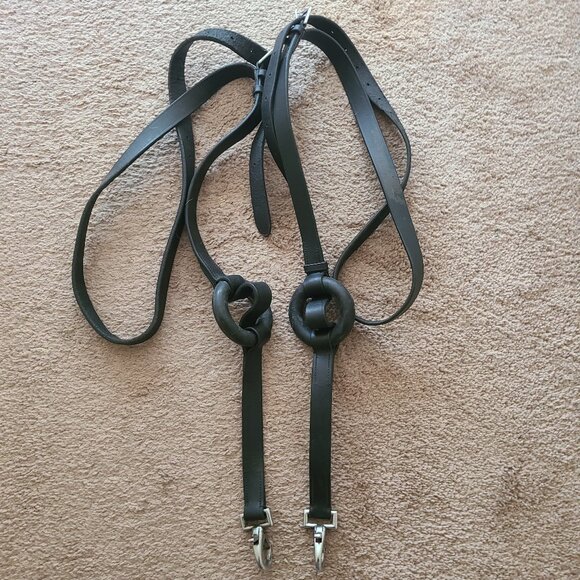 Black Leather Side Reins with Rubber Donut - Picture 1 of 4